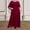 Wine, variant on Women's Dresses for Wedding Guest With Sleeves Plus Size Fashion Elegant Long Chiffon Round Neck Skirt Skirt Dress Dress Dress
