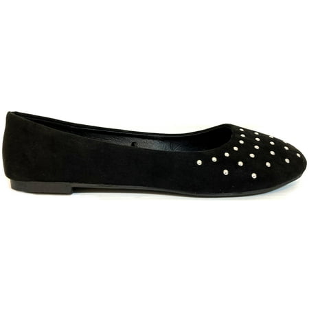 

Shoes 18 Womens Classic Round Toe Ballerina Ballet Flat Shoes Twinkle Stude Black/Silver 7
