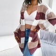 thumbnail image 5 of Womens Fall Fashion 2022! QLEICOM Sweaters for Women, Women's Fashion Autumn Winter Stripes Long Sleeve Cardigan Sweater Coat Tops On Clearance, 5 of 6