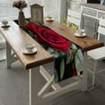 thumbnail image 4 of BaHomeck Table Runner 13*72 In,Set Of 1 Elegant Red Rose Petals Perfectly Arranged And Dew-Covered High Density Cotton Linens Machine Washable Table Runner For Kitchen Dining Table Coffee Table Decor, 4 of 4