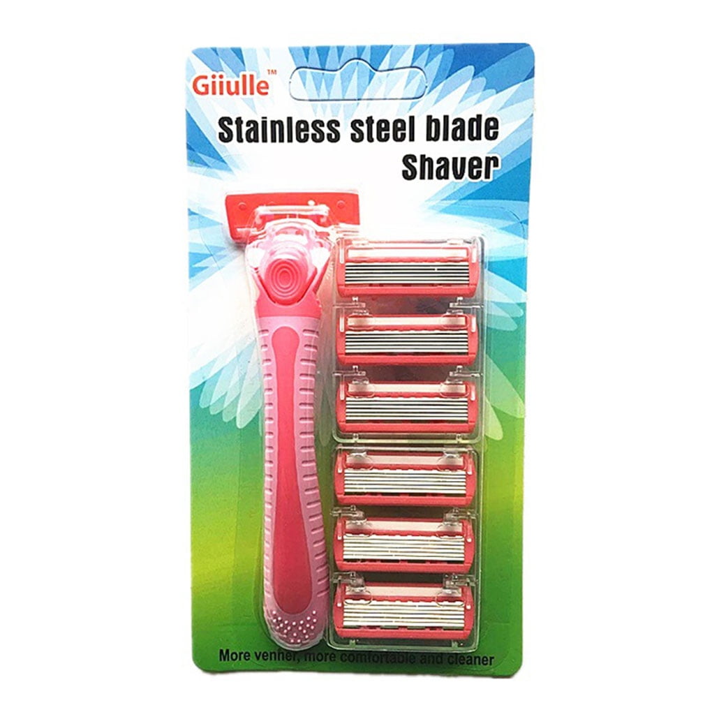 Women Manual Leg Hair Razor Girl Stainless Steel Sixlayer Shaver Set