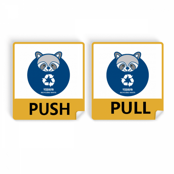Recyclable Raccoon Waste Classification Push Pull Door Sign Vinyl