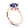 thumbnail image 2 of 2 ctw Solitaire Anniversary Ring for Women | Cushion Cut Simulated Tanzanite | Hyperallergenic Solid 18K Rose Gold, 2 of 5