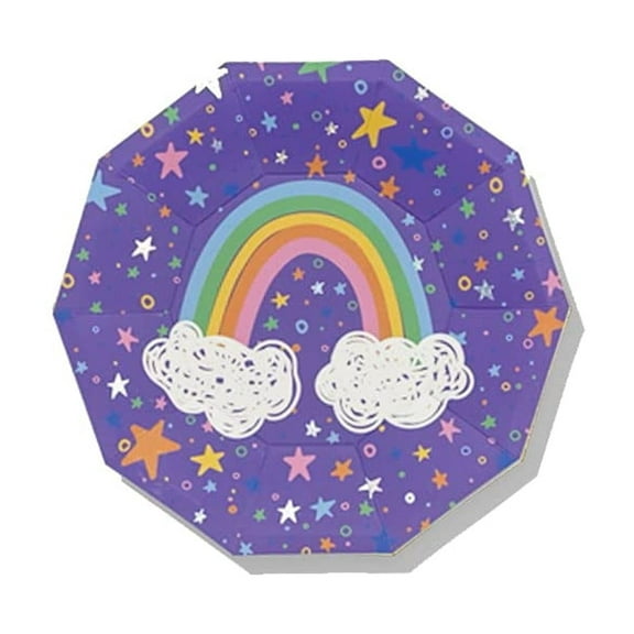 Coterie x Sparkella - Rainbow Decorative AFN1Paper Plates with Colorful Star Design for Birthdays, Festive Parties, Baby Showers, and More | Set of 10 Durable 7.25' Dessert Plates