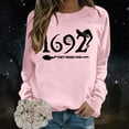 thumbnail image 2 of Womens Halloween Crewneck Sweatshirts Fall 1692 Ghost Printed Long Sleeve Pullover Tops Fashion Casual Relaxed Fit Blouses Z004-Pink M, 2 of 5
