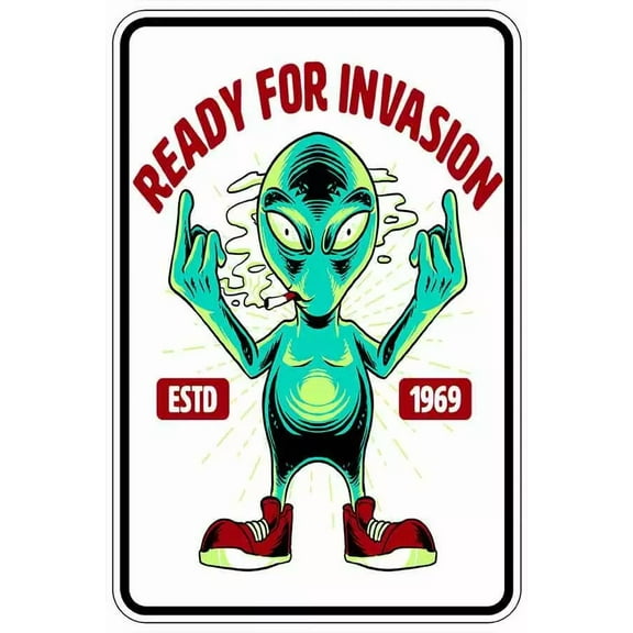 Ready For Invasion Sign Metal Funny Man Cave Home Decor H285