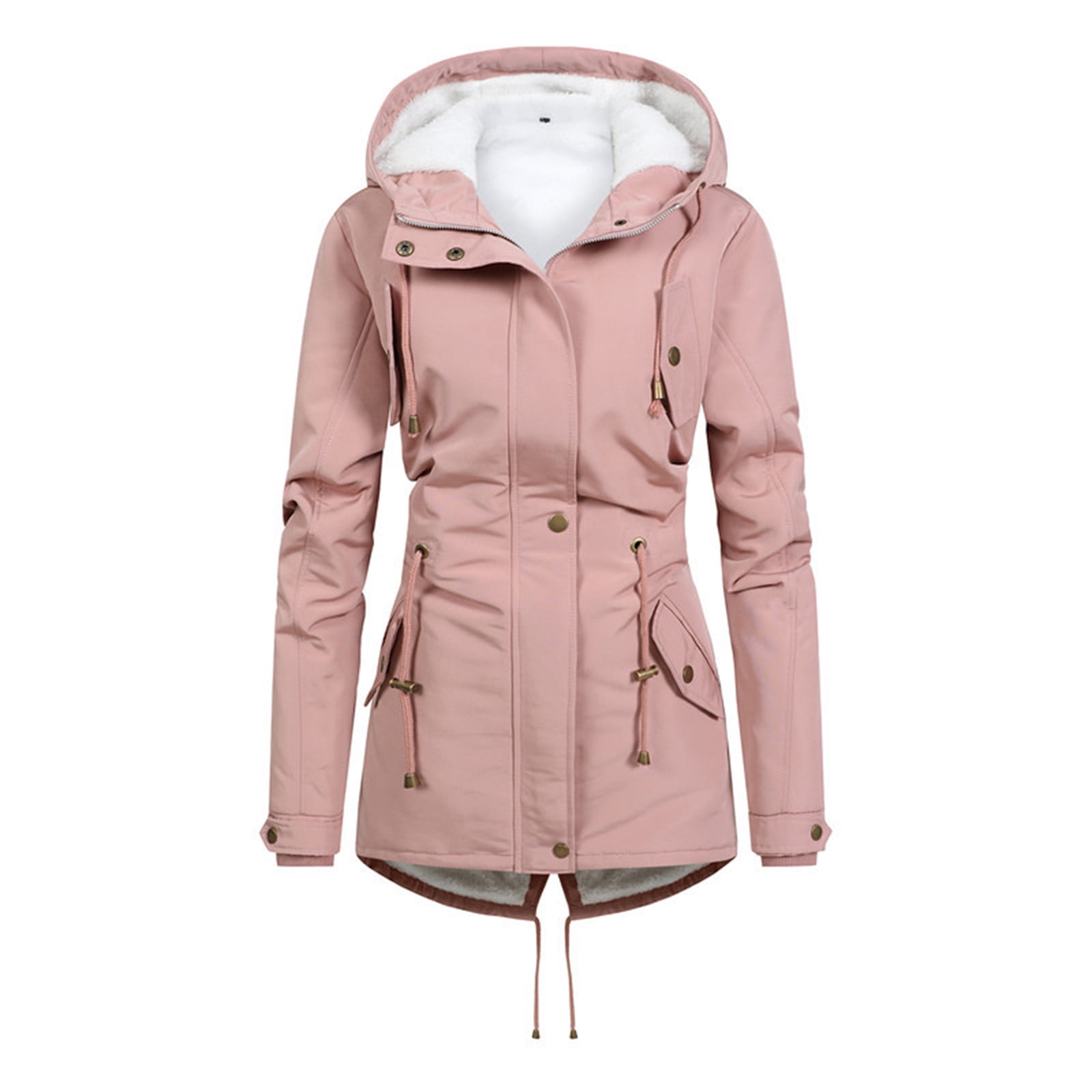 Women's Fashion Long Sleeve Zipper Hooded Composite Coat With Drawstring Sweater Coat Sweatshirt Pack Hoodies Women