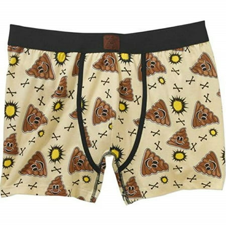 Gusset Flap Over Brief - Emojination Happy Poop All Over Printed Men's Boxer Briefs Trunk Underwear (Small)
