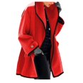 thumbnail image 5 of Juebong Women Plus Size Wool Coats Notched Lapel Pea Coat Oversized Loose Open Front Trench Coat Casual Winter Jackets Overcoat Red,S, 5 of 6