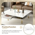 thumbnail image 6 of EUROCO 2-Tier Coffee Table High Gloss Square Center Table with 4 Golden Legs, 2 Drawers and 2 Shelves for Living Room, 33.4"×33.4",White, 6 of 8