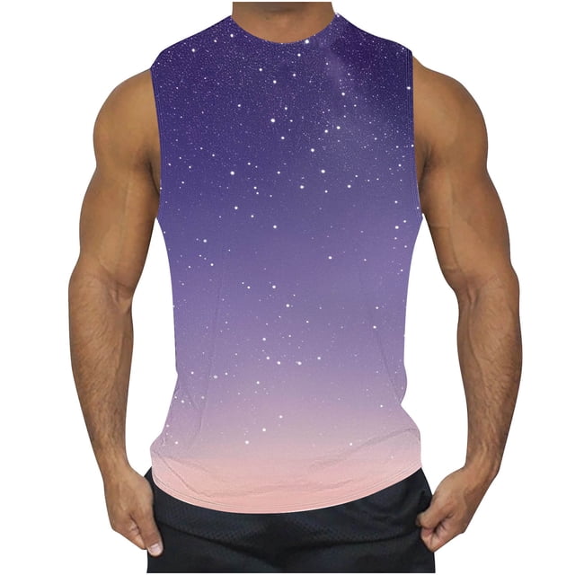zfhfof Débardeurs Graphiques pour Hommes Motif Imprimé Sans Manches T-Shirts de Musculation Été Col Rond Chemise de Plage Décontractée