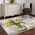 thumbnail image 3 of 2.7'x5' Area Rugs, Yellow Tulip Indoor Outdoor Area Rug for Living Room Bedroom, Vintage Spring Floral Retro Art Butterfly Wooden Washable Bathroom Rugs Kitchen Floor Carpet Mats Home Decor Aesthetic, 3 of 8