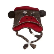 Womens Brown Knit Sock Monkey Peruvian Style Trapper Hat