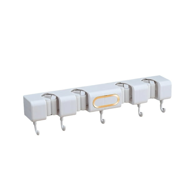 Organizador de pared para escobas y fregonas con ranuras para abrazaderas. Soporte de herramientas resistente para cocina, garaje, lavadero y jardín. Estante de pared para escobas, fregonas,