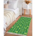 thumbnail image 3 of Area Rug with Tassels 2' x 5', St. Patrick's Day Spring Bright Green Clovers Kitchen Runner Rug for Hallway Bedroom Throw Rugs, Plant on Stripe Soft Door Mat for Bathroom Entrance Living Room, 3 of 9
