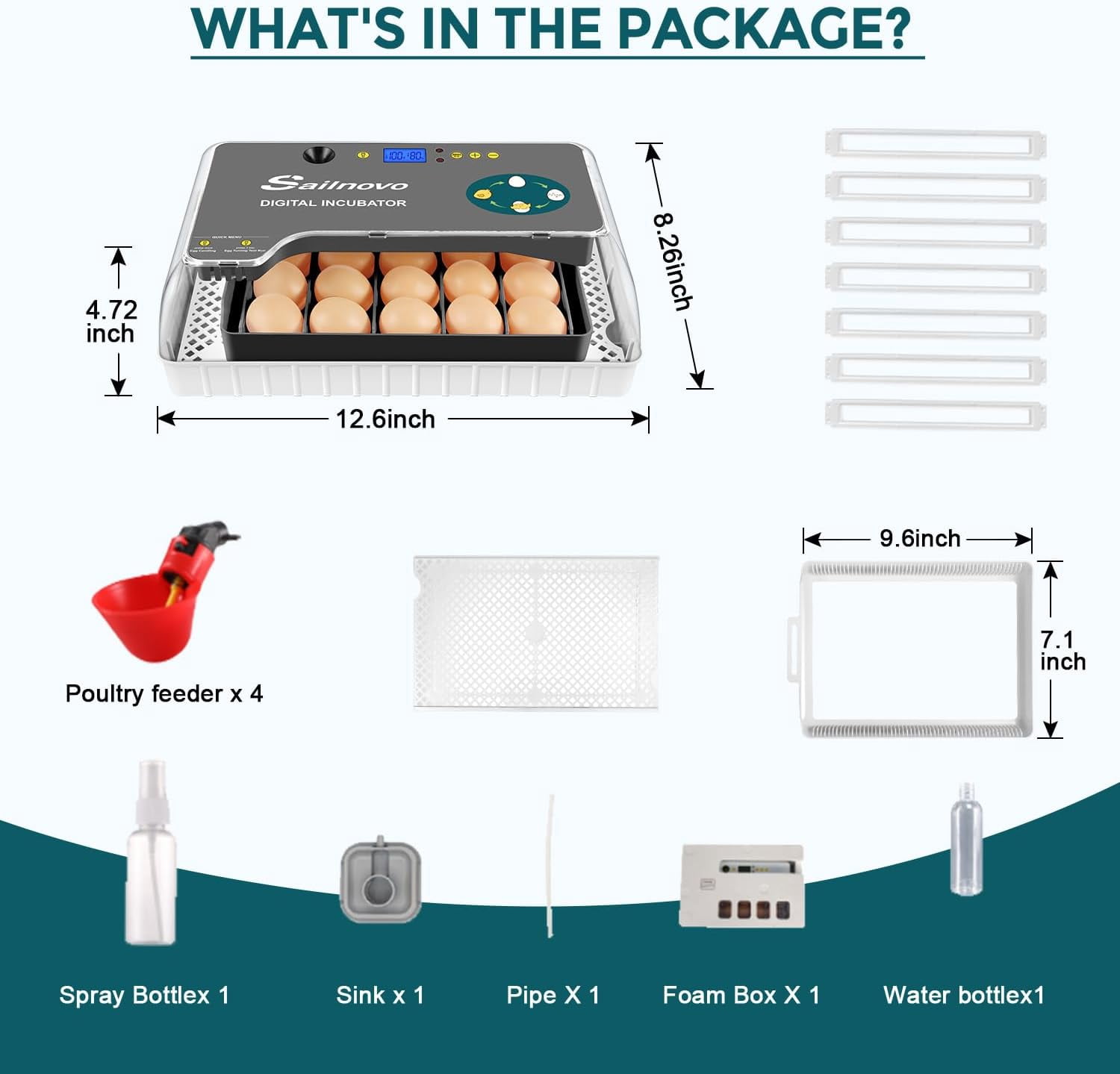 Adnoom Egg Incubator, 15 Eggs Automatic Incubator with Temperature Control and Automatic Egg Turning Function for Hatching Chickens, Ducks, Quails, and Birds, the Best Choice for Children's Gifts