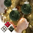 thumbnail image 7 of SLYNSHome 4Pcs Christmas Tree Ornaments Velvet Balls with Pearl,Shatterproof Xmas Bulbs Decorations White Christmas Flocked Balls Holiday Party Supplies, 7 of 7