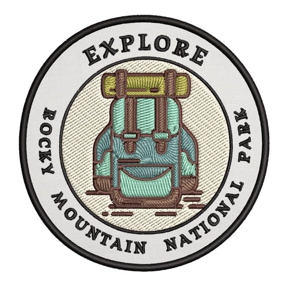Explore! Rocky Mountain National Park 3.5 Inch Iron Or Sew On Embroidered Fabric Badge Patch Seek Adventure, National Park Iconic Series