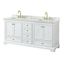 Wyndham Collection Deborah 72" Plywood Double Bathroom Vanity in White/Gold