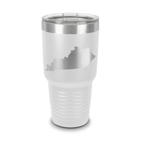 

Kentucky Shaped Tumbler 30 oz - Laser Engraved w/ Clear Lid - Stainless Steel - Vacuum Insulated - Double Walled - Travel Mug - ky - White