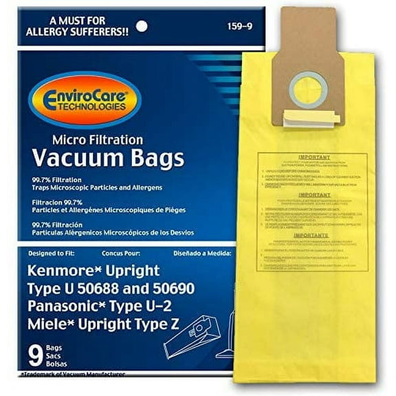 For Kenmore 50688 or 50690 Style U Vacuum Cleaner Bags - Generic - 9 pack