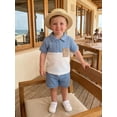 thumbnail image 5 of Cenuakty Toddler Baby Boy Shorts Set Contrast Half Zipper Collared Short Sleeve Shirt and Solid Shorts 2 Piece Summer Waffle Outfit, 5 of 9
