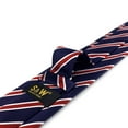 thumbnail image 3 of Mens Ties Silk Necktie Dark Blue Navy Red Stripe Extra Long Size 63", 3 of 6