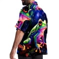 thumbnail image 3 of Starry Sky Frog Men's Short Sleeve Printed Button Down Hawaiian Beach Shirts, 3 of 6