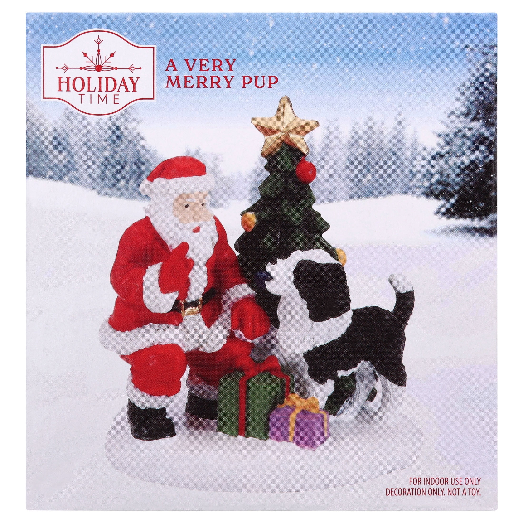 A Very Merry Pup Christmas Village Decorative Figurine, Multicolor, 4", by Holiday Time