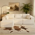 thumbnail image 3 of edx Convertible Sectional Couches Comfy&nbsp;Fluffy 4 Seat Memory Foam Sectional Sofa Upholstered Couches for Living Room Bedroom,No Assembly Required, Left Facing Chaise Beige, 3 of 7