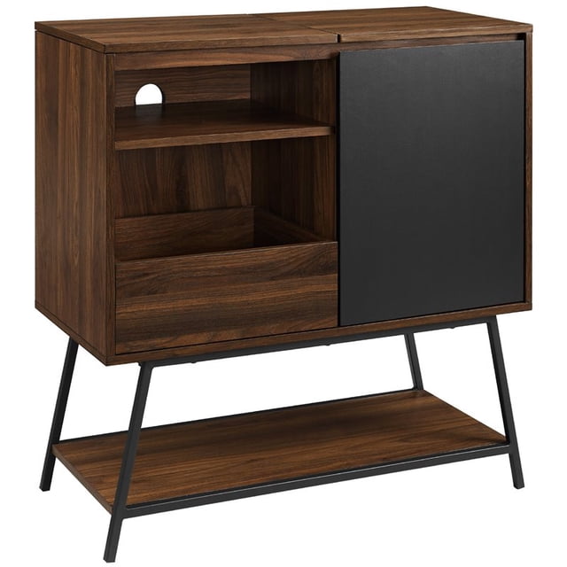 Bonnie 30" Record Player Accent Cabinet in Solid Black/Dark Walnut