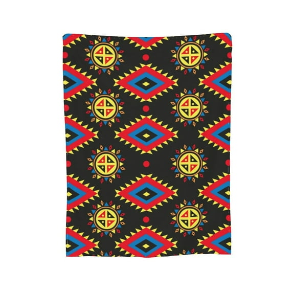 XMXY Fleece Throw Blanket for Couch, Vintage Aboriginal Tribe Style Red Lightweight Plush Fuzzy Cozy Soft Bed Blankets and Throws for Sofa, 50"x40" inches