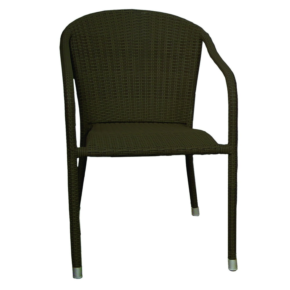 Blue Star Group TERRACE MATES All-Weather Wicker Stacking Arm Chair / Java / (Set of 2 