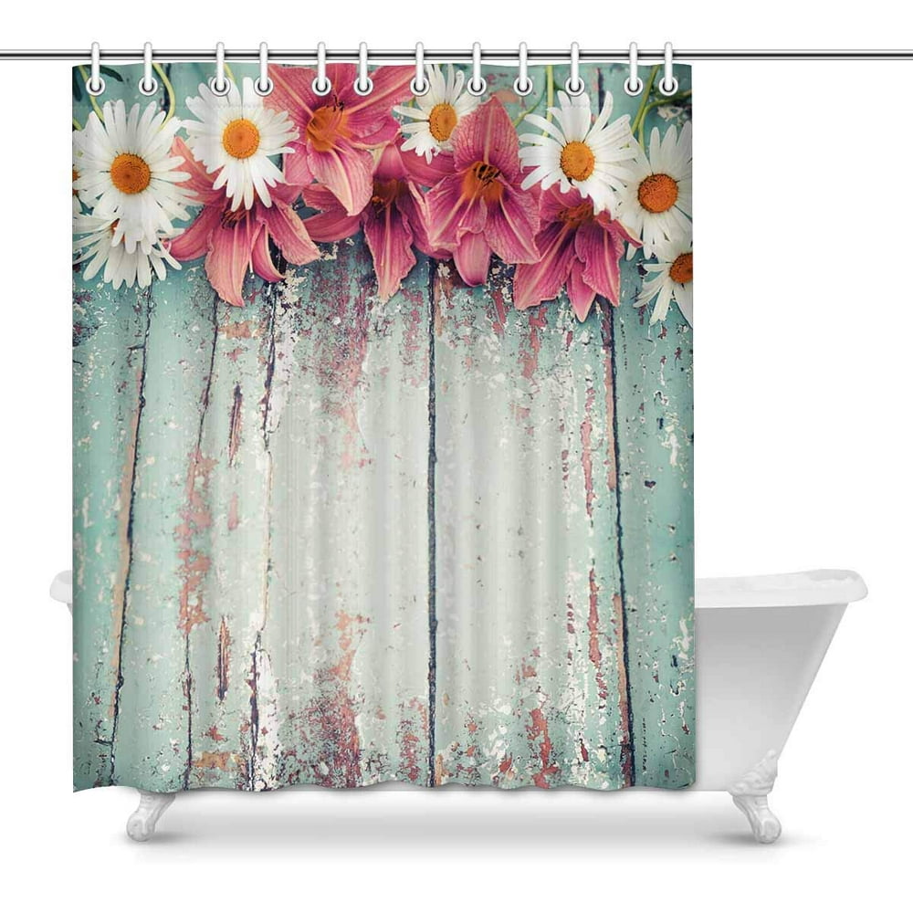 MKHERT Summer Colorful Daisy Flowers on Vintage Wooden Background House
