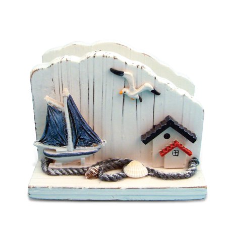 Wooden Turkey Napkin Holder Puzzled White Wooden Sailboat Napkin Holder, 5 Inch Intricate & Meticulous Tropical Wood Art Handmade Tabletop Paper Towel Tissue Organizer Nautical Beach Themed Bar Supply Home & Kitchen Accessory ()