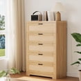 thumbnail image 7 of Danolapsi 5 Drawer Rattan Dresser for Bedroom, 47.24” Tall Dresser with Power Outlets, Wood Dresser Chest of Drawers with Metal Handles for Living Room Closet Hallway Entryway, 7 of 7