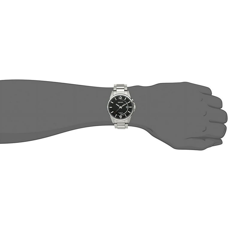 Seiko Men's Stainless Steel Bracelet Black Dial Silver Watch