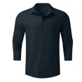 thumbnail image 3 of Afdoent Men's Casual Shirts Male 3/4 Sleeve Spring Summer Solid Color Casual Lapel Long Sleeve Shirt Classic Fit Summer Tops, 3 of 5