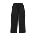 thumbnail image 6 of TFEOQRY Womens Cargo Pants with Pockets Elastic Waist Drawstring Solid Color Loose Casual Wide Leg Pants, 6 of 7