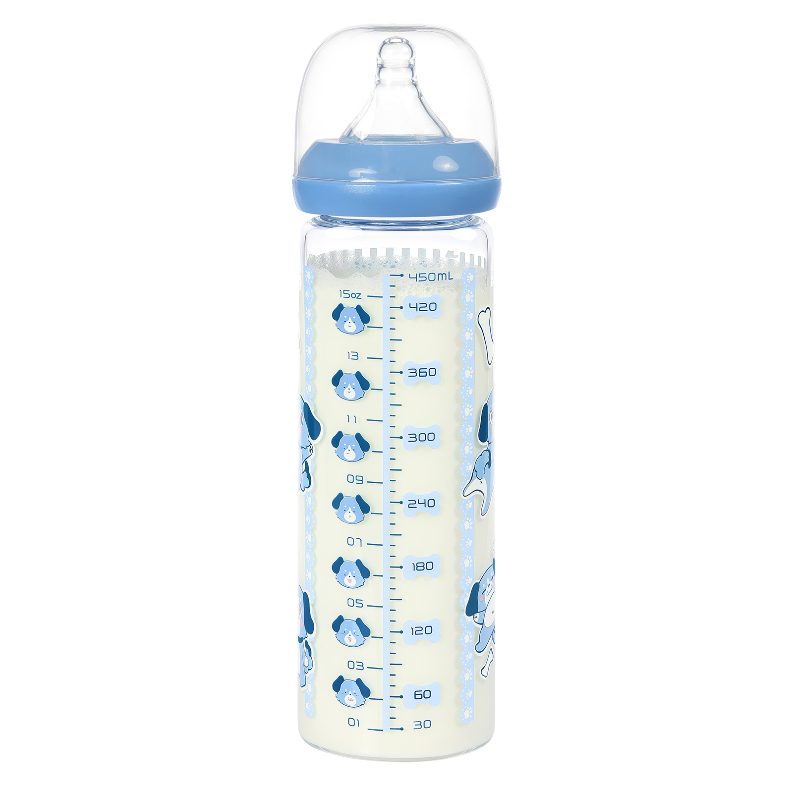 LittleForBig Adult Bottle Ultra Printed Specialty Oversized Glass Feeding Little Blue Pattern