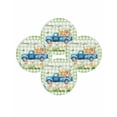 thumbnail image 7 of 13 Inch Round Placemats Set of 4, Green Plaid Easter Non Slip Heat Insulation PP Table Mats, Blue Truck Spring Floral Bunny Animals Washable Place Mats for Kitchen Dining Party Table Decor, 7 of 7