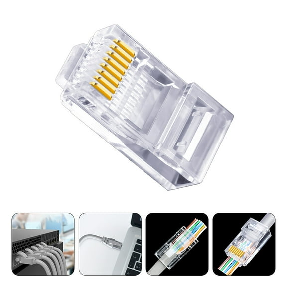 White Ethernet Cable Connector with Reinforced Clip and Bend Resistant Design for Network Cable