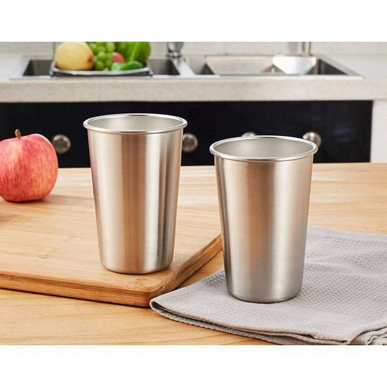 Stainless Steel Cups 10 oz Tumbler (4 Pack) - Premium Metal Drinking  Glasses | Stackable Durable Cup (10 oz)