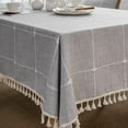 thumbnail image 4 of Zhuge Rustic Rectangle Burlap Thick Tablecloth Cotton Linen Table Linens Tablecloths Waterproof Wrinkle Free Table Cover for Kitchen Dinning,55"x87", 4 of 5