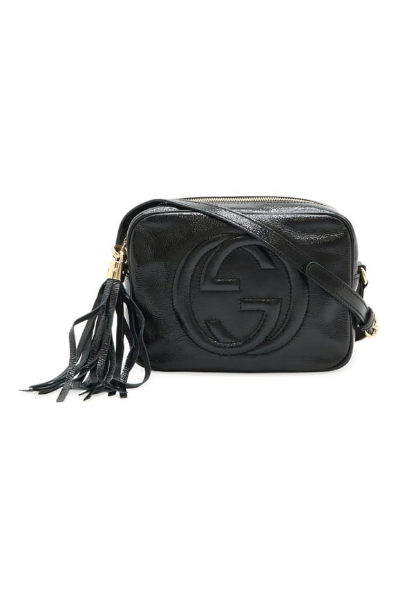 Pre-Owned GUCCI Soho Small Disco Tassel Shoulder Bag Pochette in Black Leather... (Good)