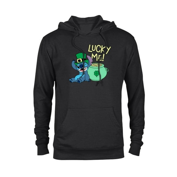 Disney Lilo & Stitch Lucky Me Stitch St Patrick’s Day - Pullover Hoodie for Adults - Customized-Black