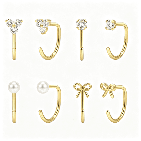 DESIGNICE Half Hoop Huggie Earrings for Women Gold Silver Plated Backless Earrings Stay Close Poke Free Earrings for Daily Wear Backless Earrings