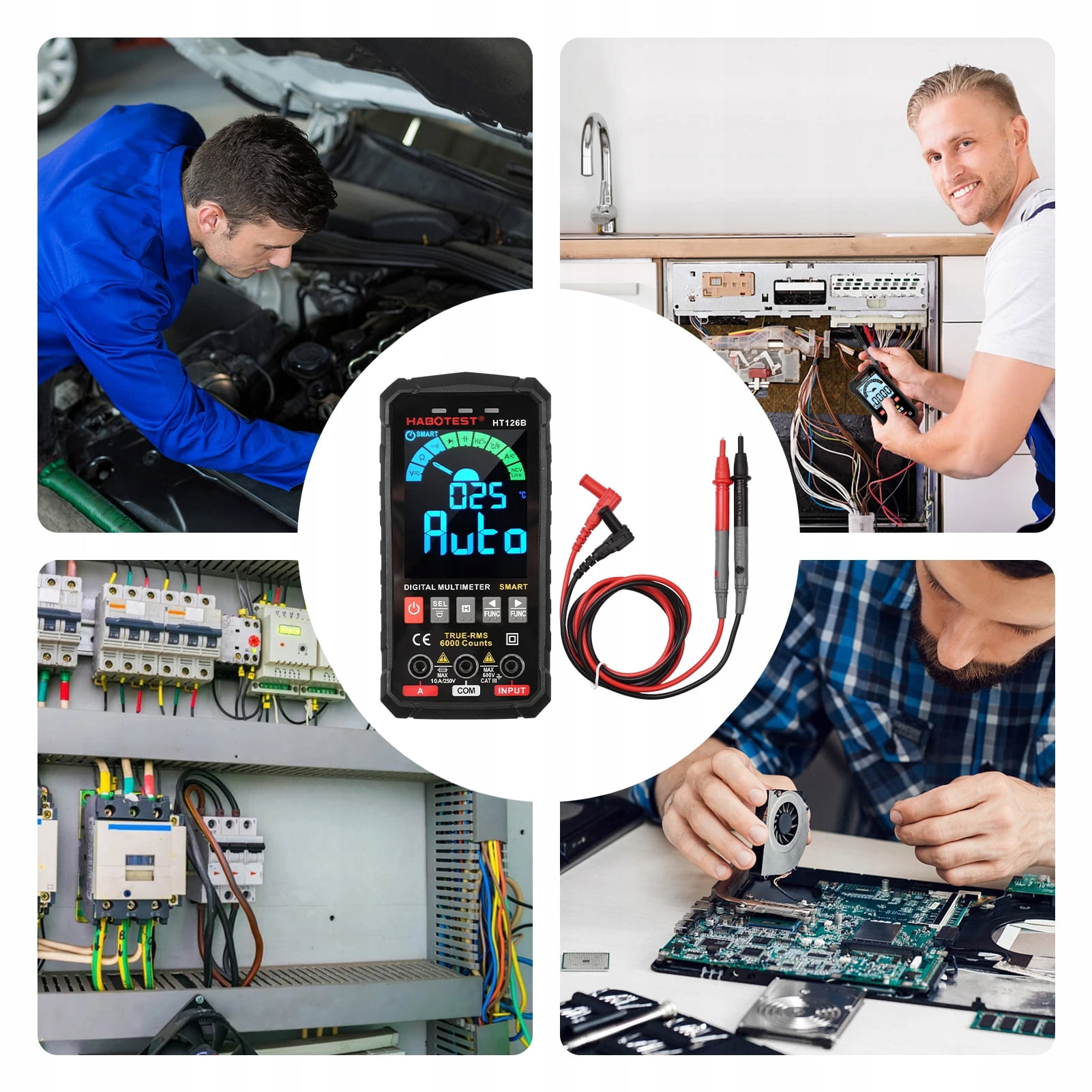 HT126B multimeter digital high-precision electrical automatic intelligent anti-burn digital display multimeter