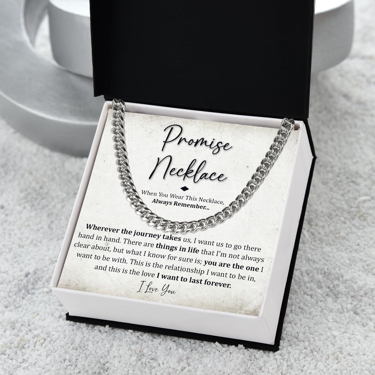 Promise Necklace For Him, Promise Necklace Gift For Boyfriend, Birthday Valentines Jewelry Gifts For Man, Husband Necklace From Wife, Cuban Chain Necklace, Anniversary Necklace For Boyfriend