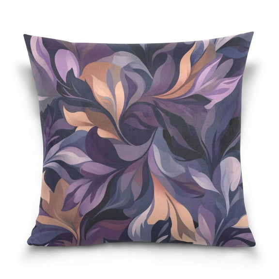 Throw Pillow Covers 16x16 Inch Throw Pillowcases for Couch Bed Sofa Chair Home Decor Purple Leaves
